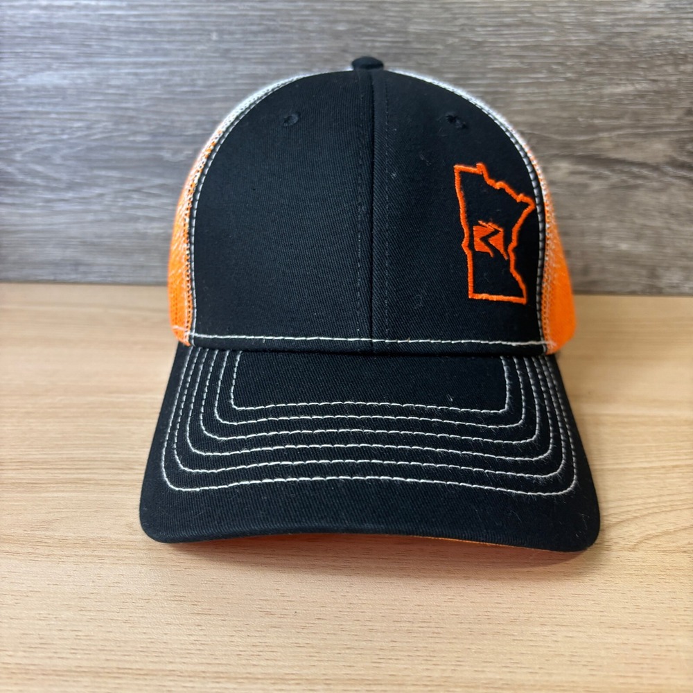 Minnesota Hat Cap Snap Back Black Orange Trails Roads Outdoors Adjustable